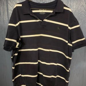 XL Eddie Bauer Blue and White Stripped Polo Shirt